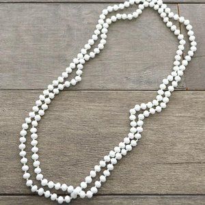 White Crystal Beads Long Necklace